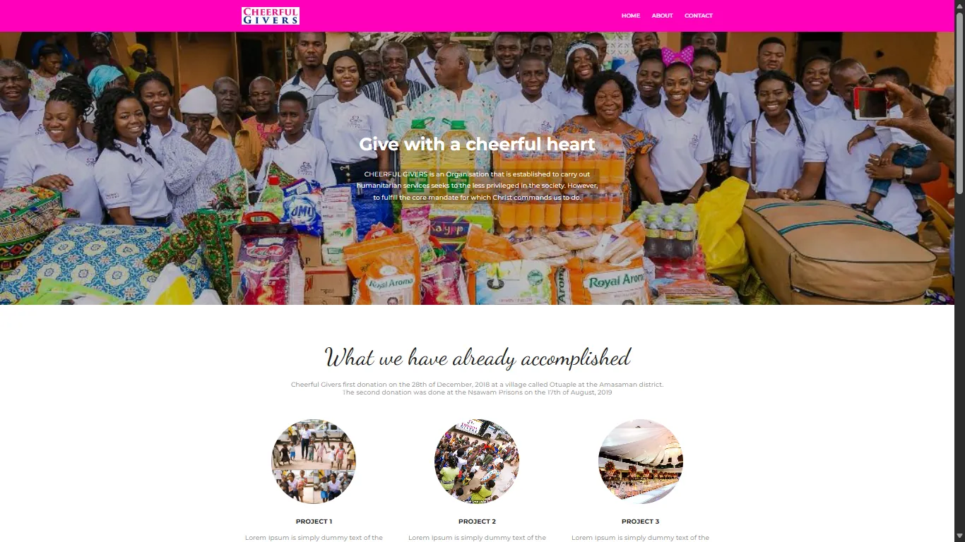 Cheerful Givers DFP website screenshot